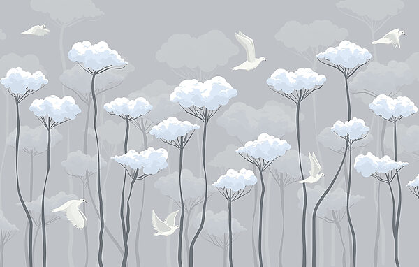 Pássaros a voar nas nuvens Pássaros a voar nas nuvens