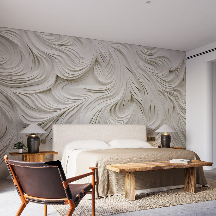 Recorte de papel branco com linhas onduladas
