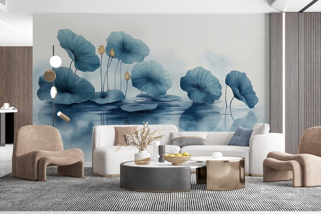 Water lily pads in a row