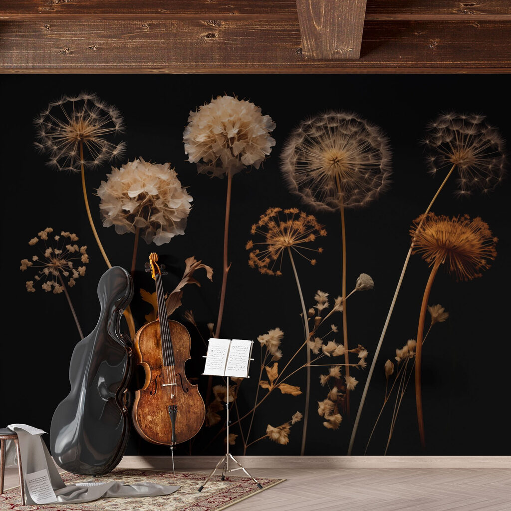 Group of dandelions on stems