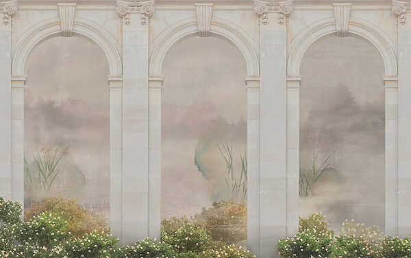 Papel de parede com um arco de pedra e plantas Papel de parede com um arco de pedra e plantas