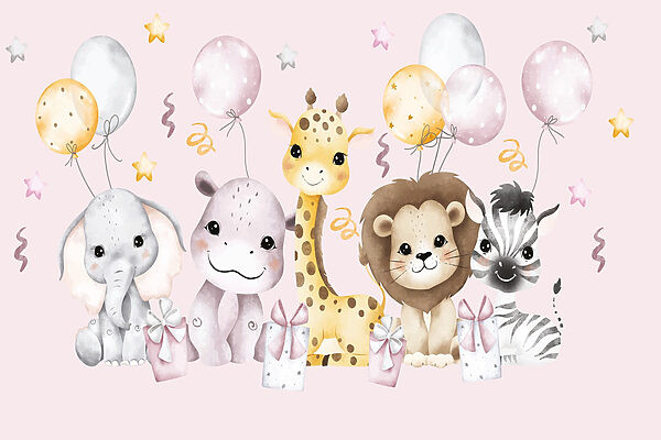 Grupo de animais com balões Grupo de animais com balões
