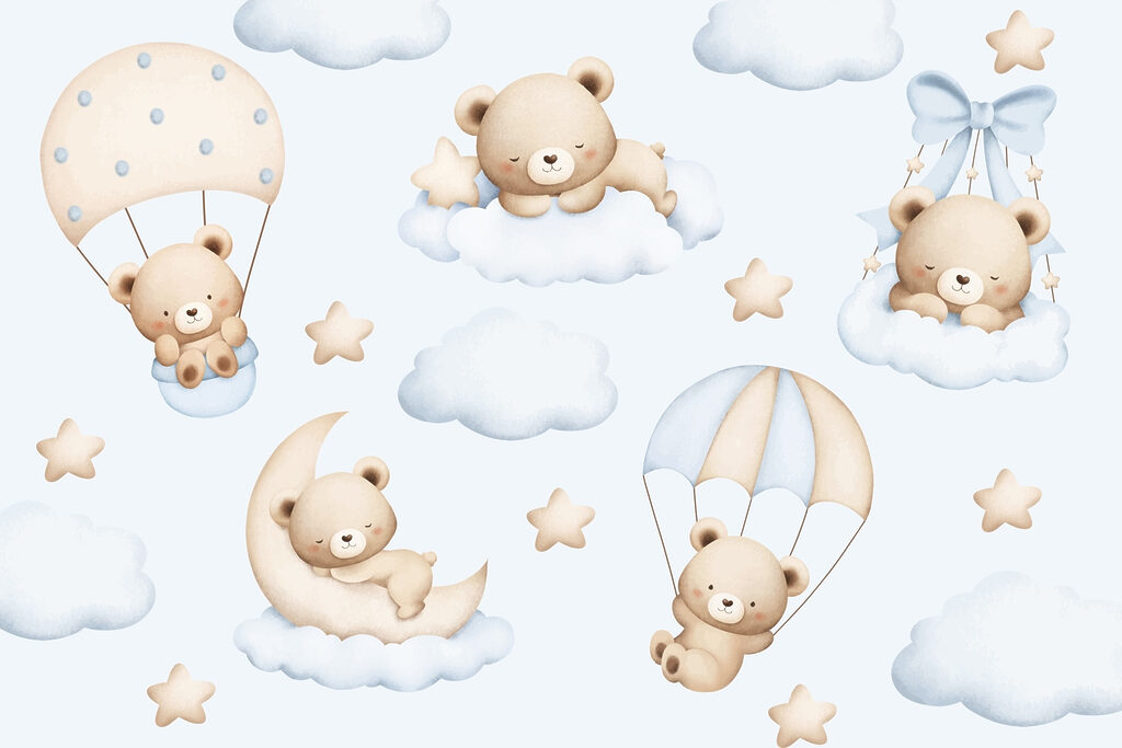 Padrão sem costuras de ursos de peluche Padrão sem costuras de ursos de peluche