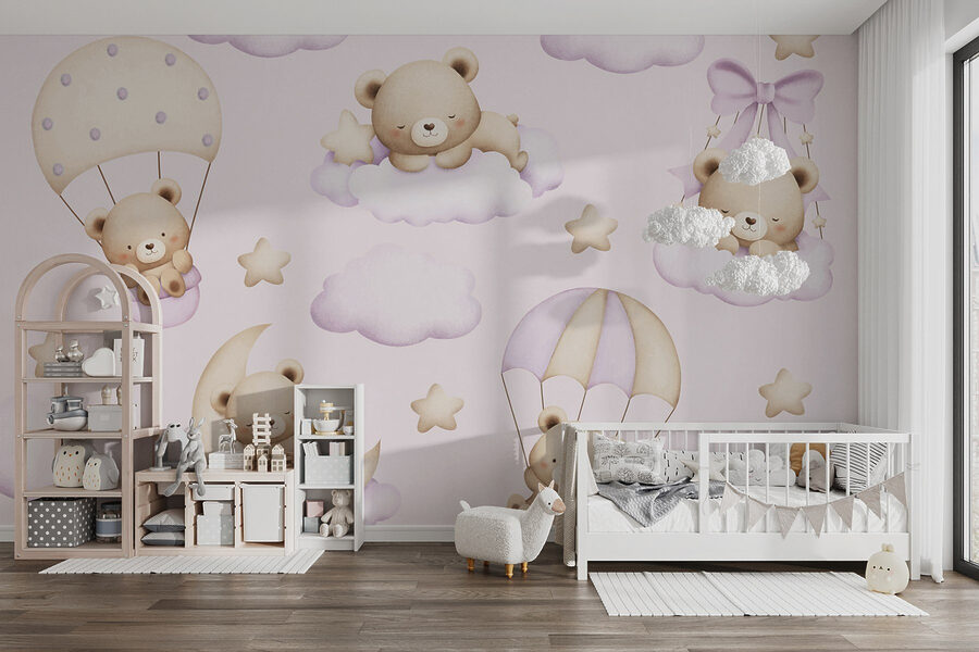 Papel de parede Padrão sem costuras de ursos de peluche