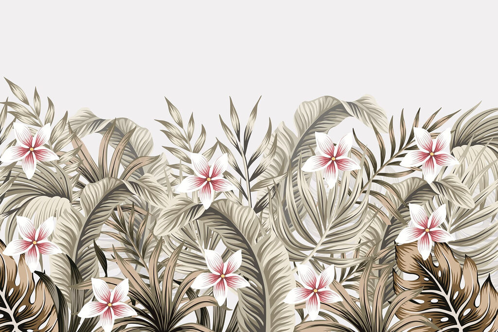 Folhagem tropical com toques florais Folhagem tropical com toques florais
