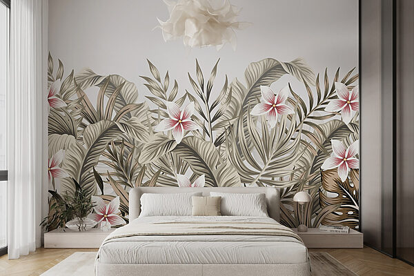 Folhagem tropical com toques florais Folhagem tropical com toques florais