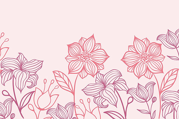 Linha de flores com folhas Linha de flores com folhas