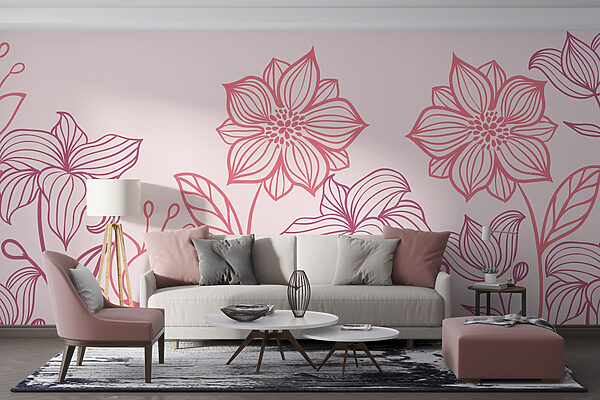 Linha de flores com folhas Linha de flores com folhas