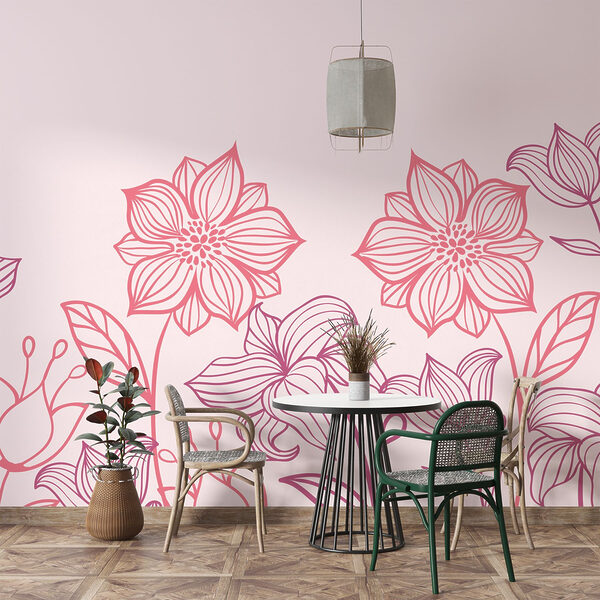 Linha de flores com folhas Linha de flores com folhas
