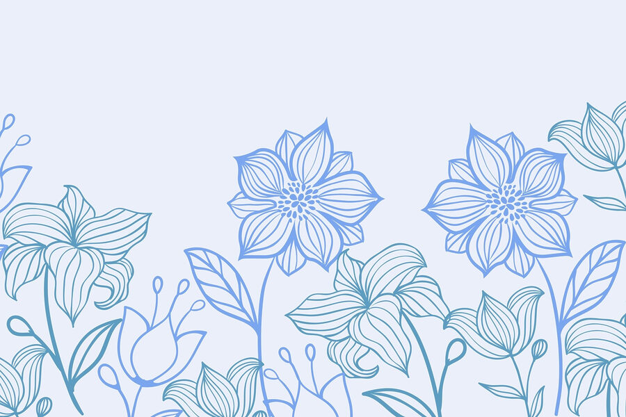 Linha de flores com folhas Linha de flores com folhas
