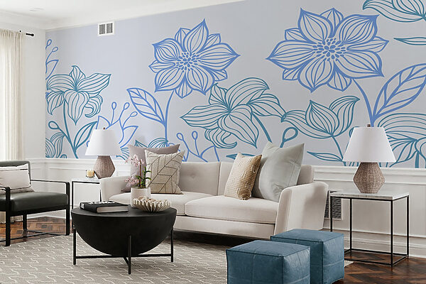 Linha de flores com folhas Linha de flores com folhas