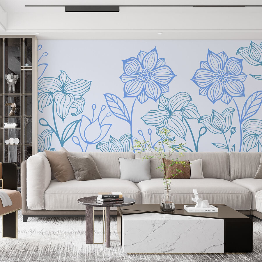 Linha de flores com folhas Linha de flores com folhas