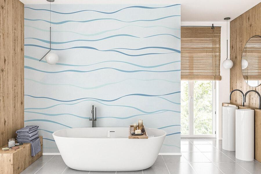Papel de parede Padrão azul e branco