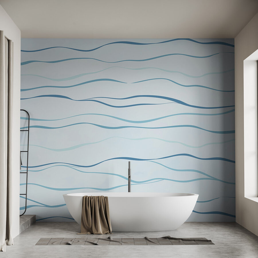 Papel de parede Padrão azul e branco - Image 2