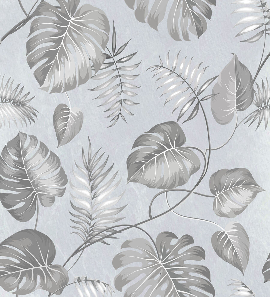 Padrão floral cinzento e branco