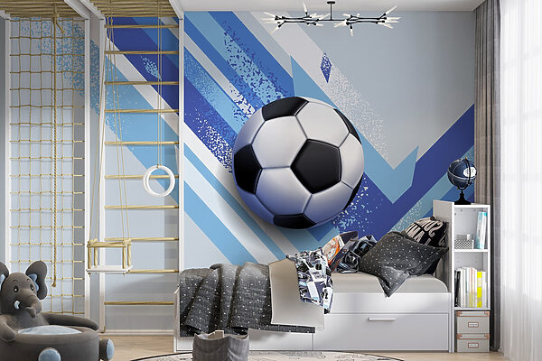 Bola de futebol sobre um fundo azul e branco Bola de futebol sobre um fundo azul e branco