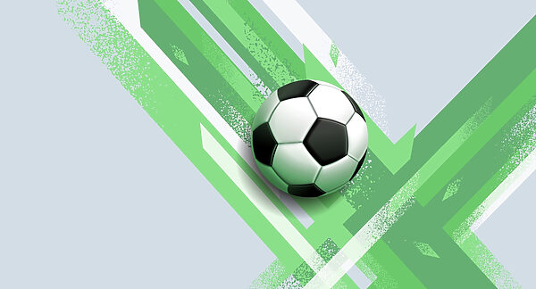 Bola de futebol sobre um fundo verde e branco Bola de futebol sobre um fundo verde e branco