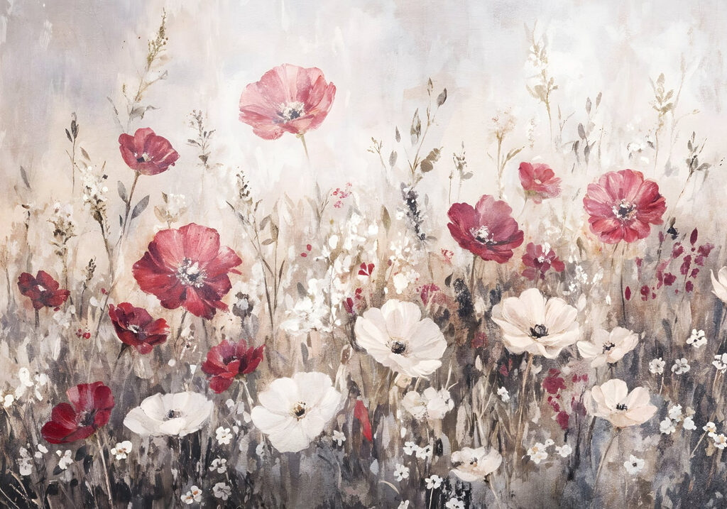 Pintura de flores num campo Pintura de flores num campo