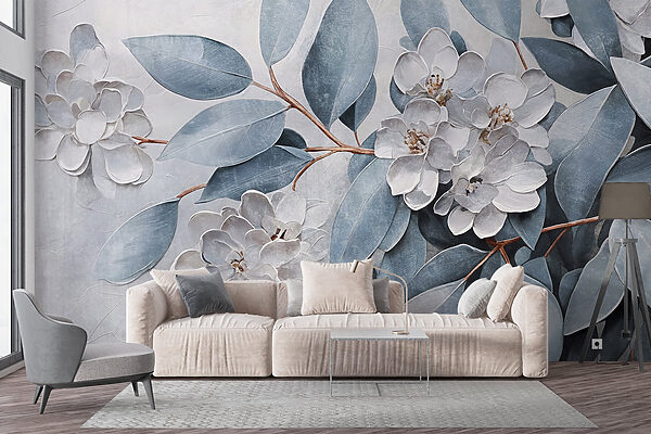 Pintura de flores e folhas Pintura de flores e folhas