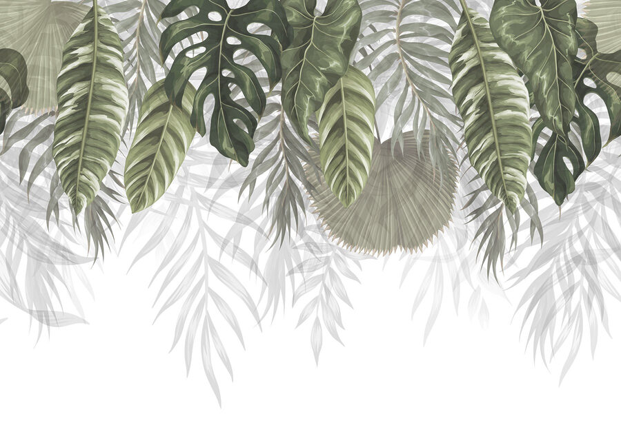 Fileira de folhas verdes