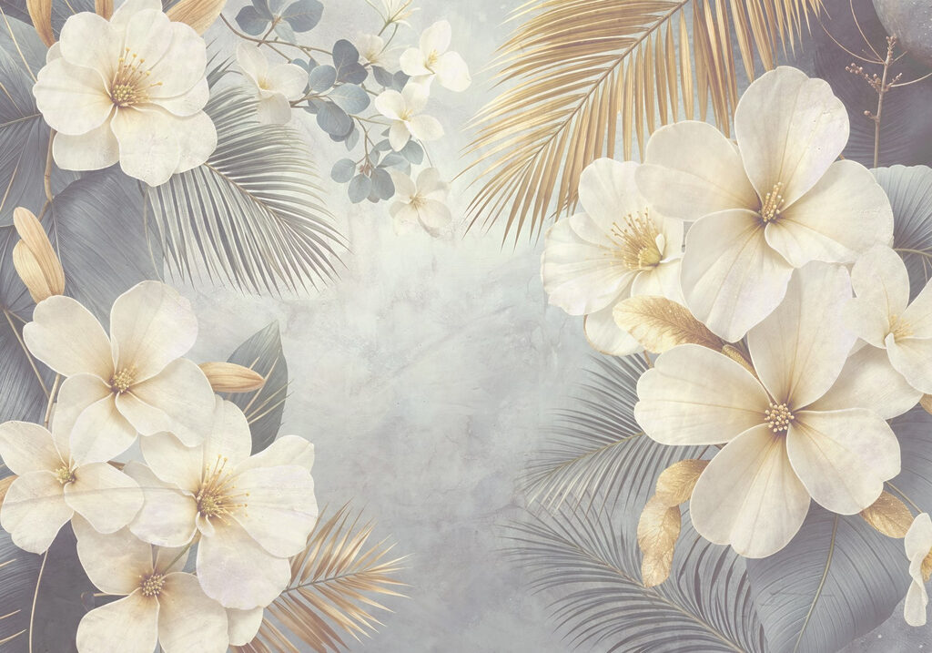 Flores e folhas brancas Flores e folhas brancas