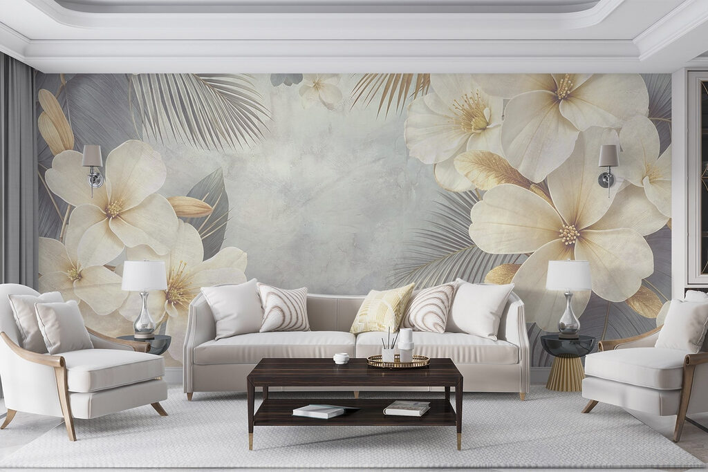 White flowers and leaves White flowers and leaves