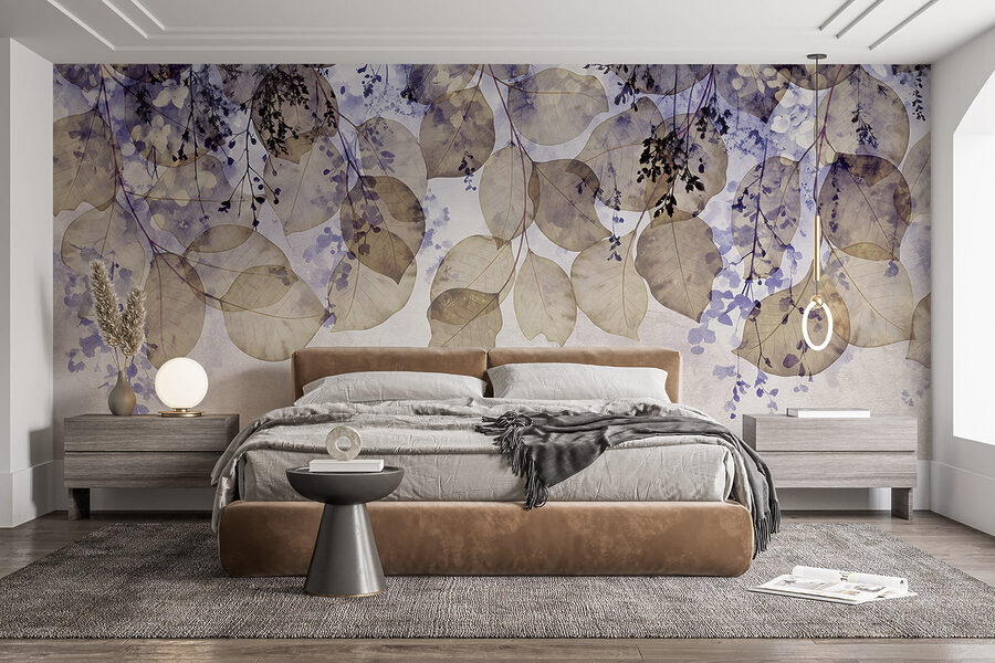 Papel de parede Folhas delicadas em tons suaves - Image 2