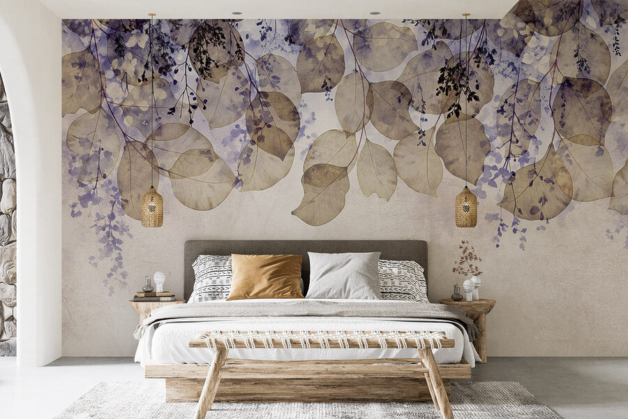Papel de parede Folhas delicadas em tons suaves - Image 3