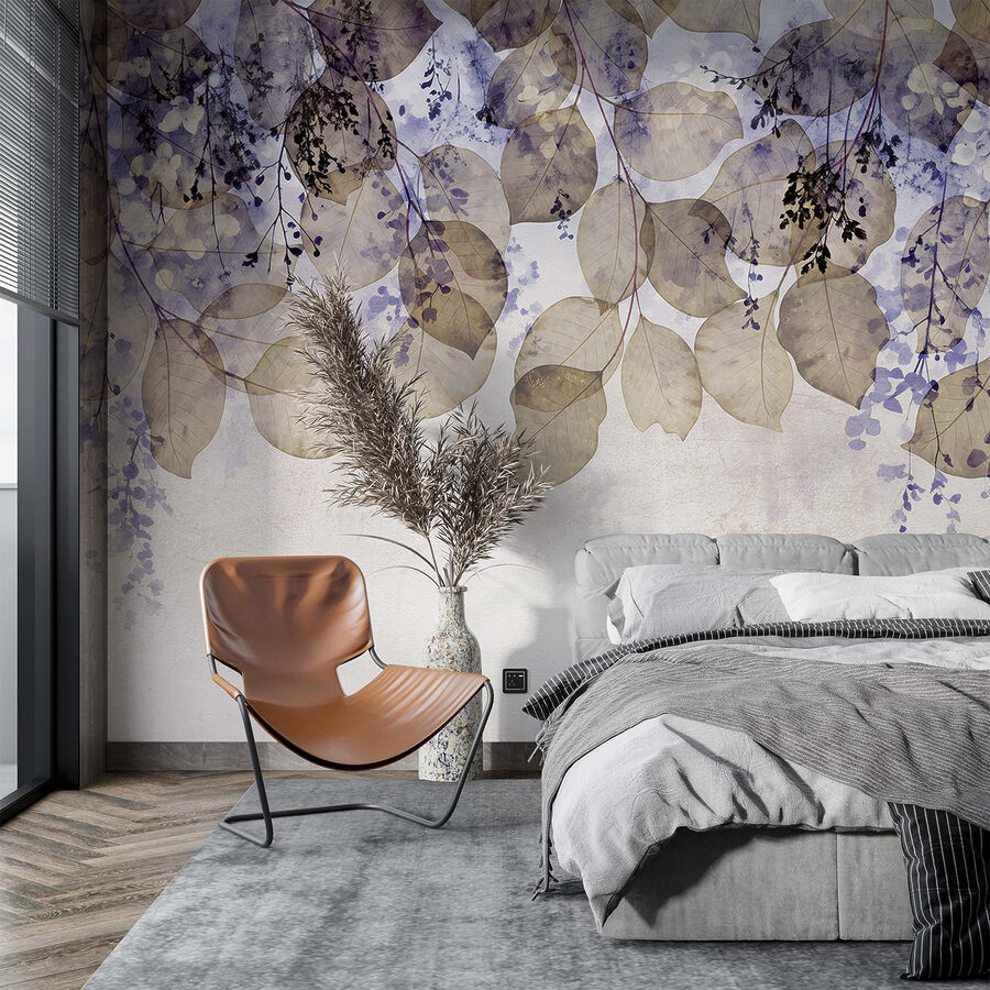 Papel de parede Folhas delicadas em tons suaves - Image 4