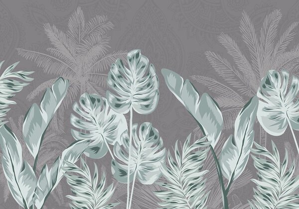Folhas tropicais sobre um fundo subtil Folhas tropicais sobre um fundo subtil