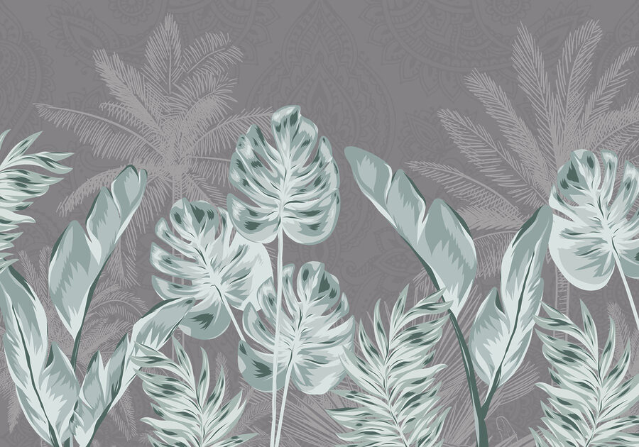 Papel de parede Folhas tropicais sobre um fundo subtil - Image 6