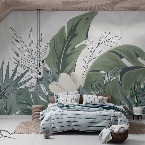 Folhas tropicais num arranjo sereno Folhas tropicais num arranjo sereno