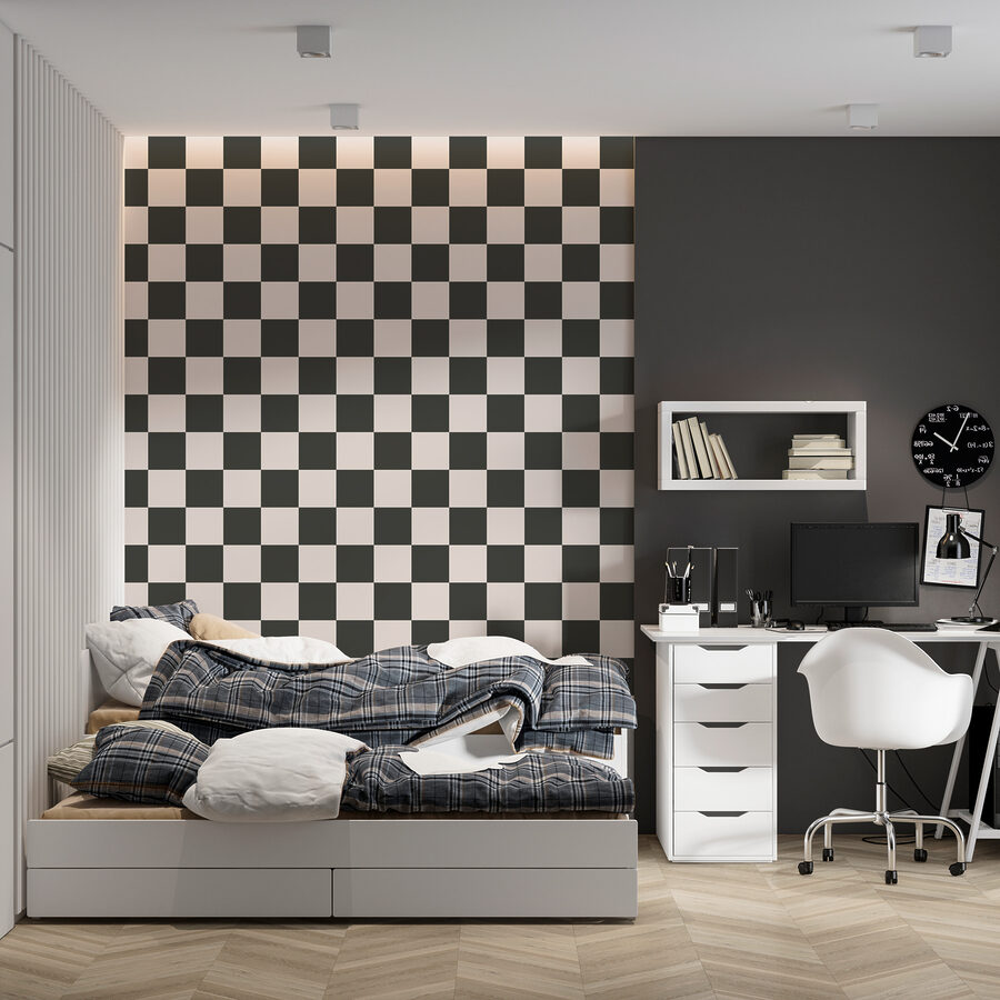 Padrão axadrezado preto e branco