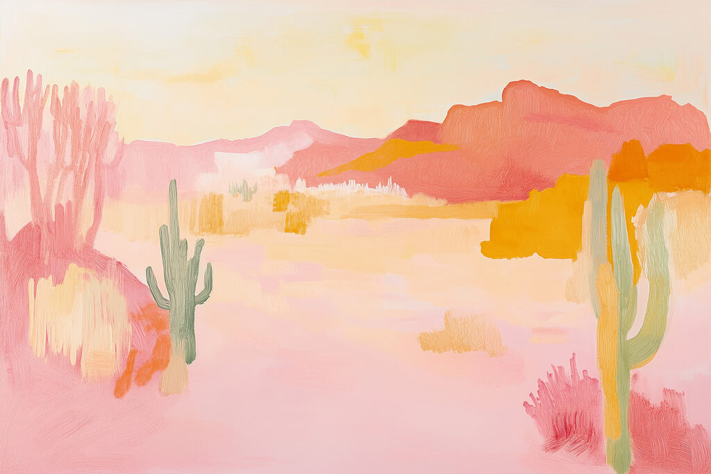 Pintura de uma paisagem desértica Pintura de uma paisagem desértica
