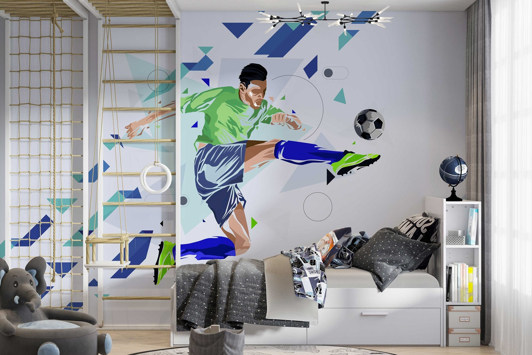 Man kicking a football ball