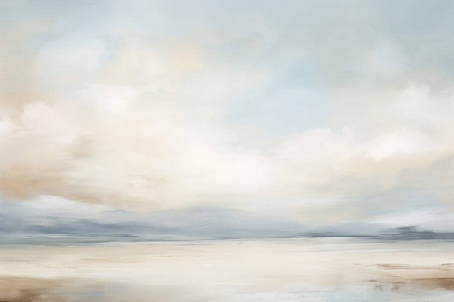 Paisagem com uma massa de água e nuvens