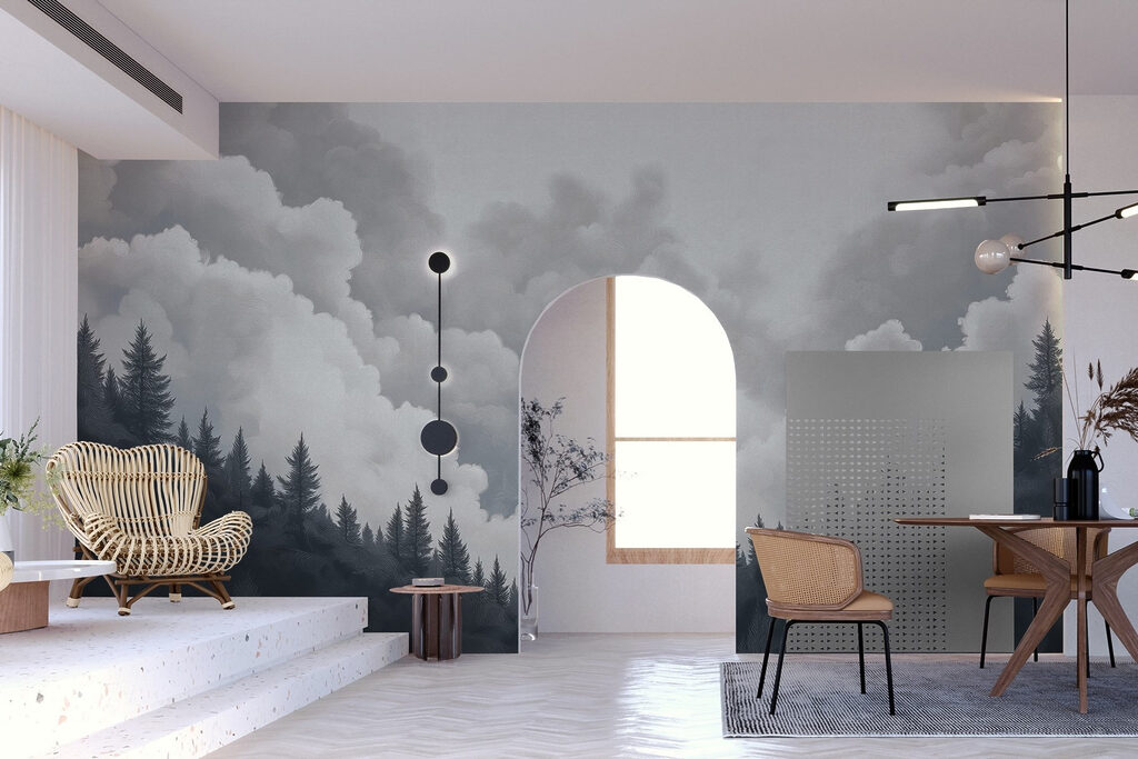 Group of trees and clouds