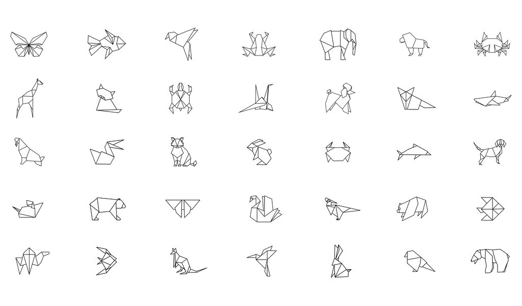 Coleção de animais em origami Coleção de animais em origami