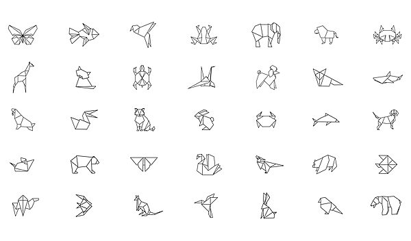 Coleção de animais em origami Coleção de animais em origami