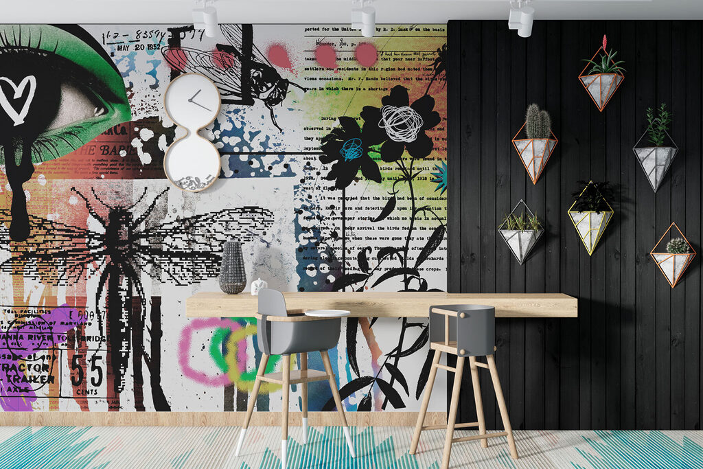 Collage of art with dragonflies and flowers Collage of art with dragonflies and flowers