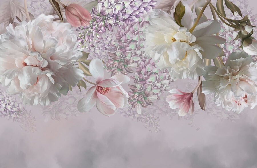 Flores delicadas em tons pastel suaves