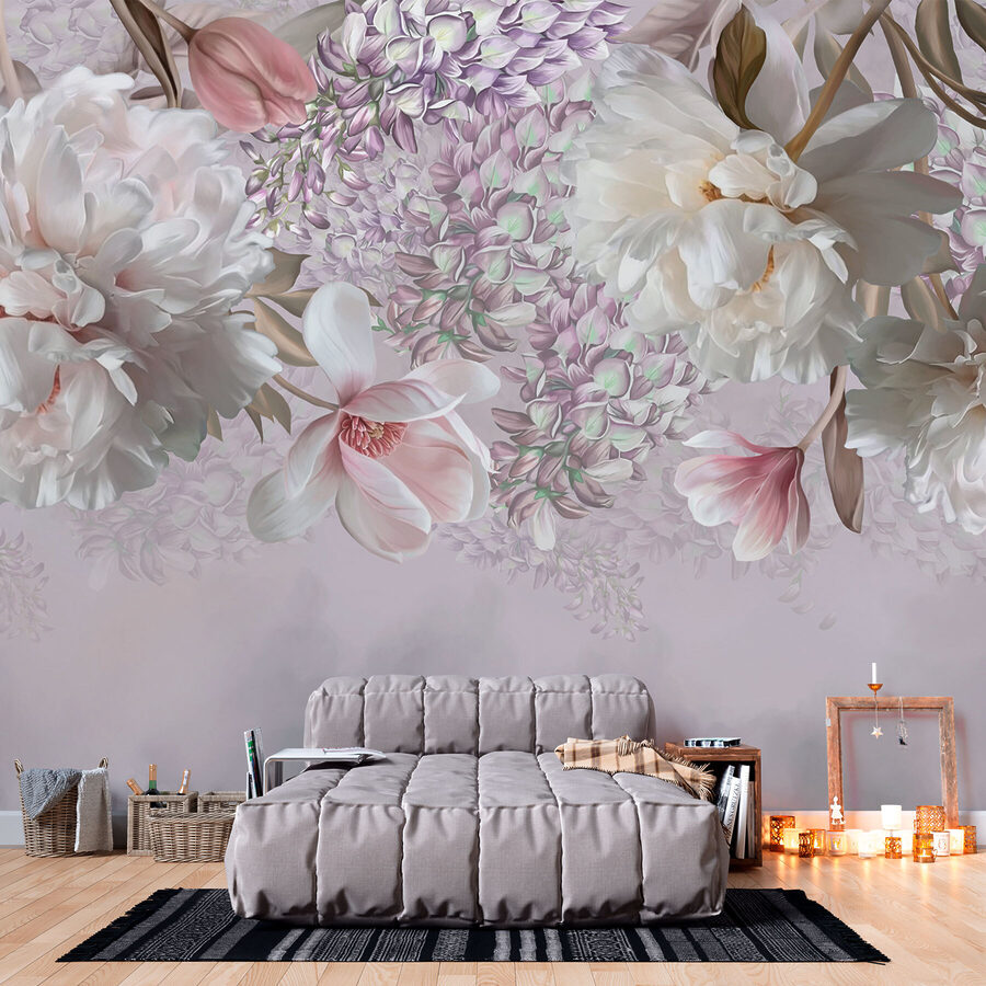 Flores delicadas em tons pastel suaves