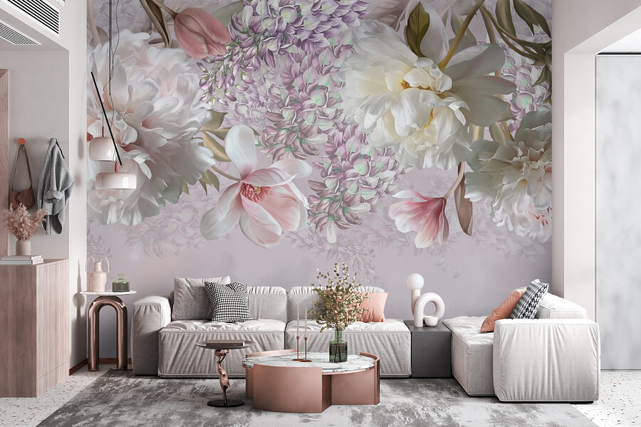 Flores delicadas em tons pastel suaves
