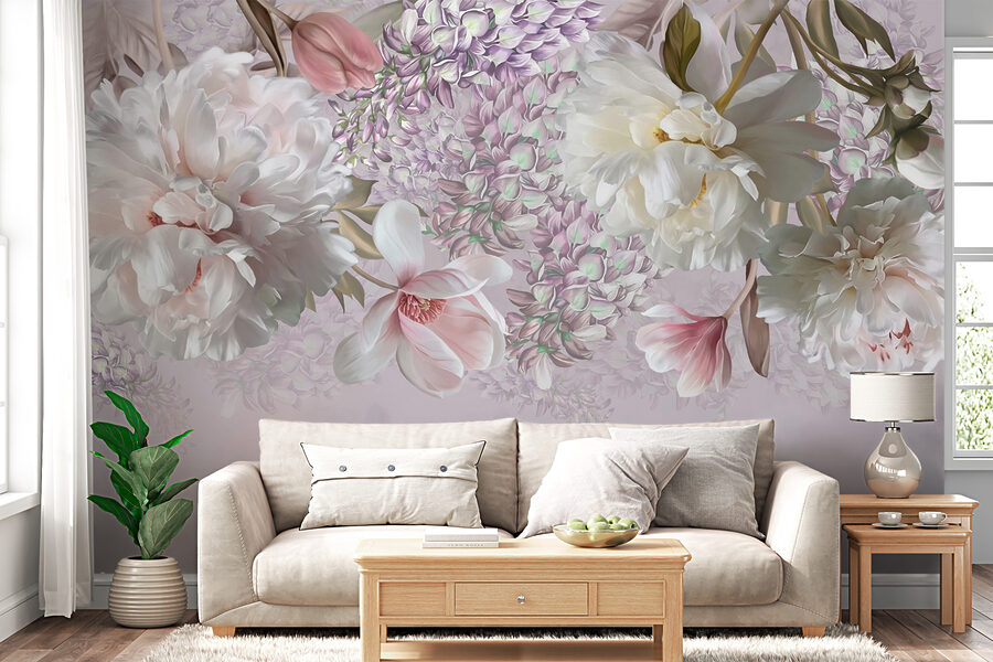 Flores delicadas em tons pastel suaves