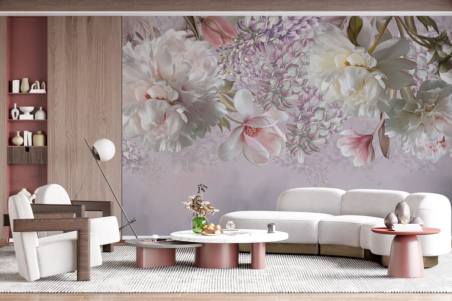 Flores delicadas em tons pastel suaves