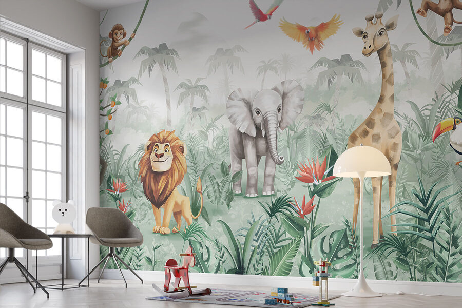 Papel de parede Grupo de animais numa selva
