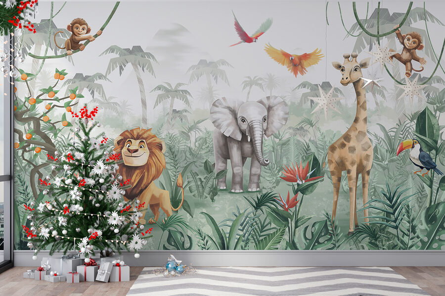 Papel de parede Grupo de animais numa selva - Image 3