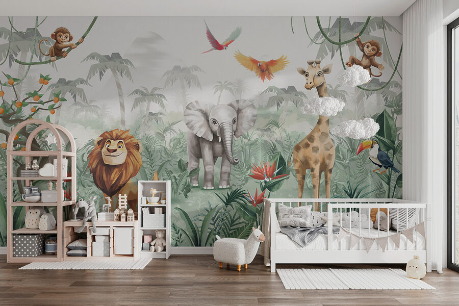 Papel de parede Grupo de animais numa selva - Image 4