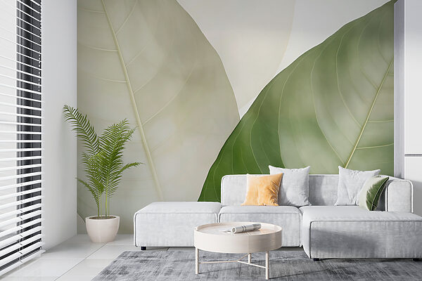 Folhas elegantes em tons suaves Papel de parede Folhas elegantes em tons suaves
