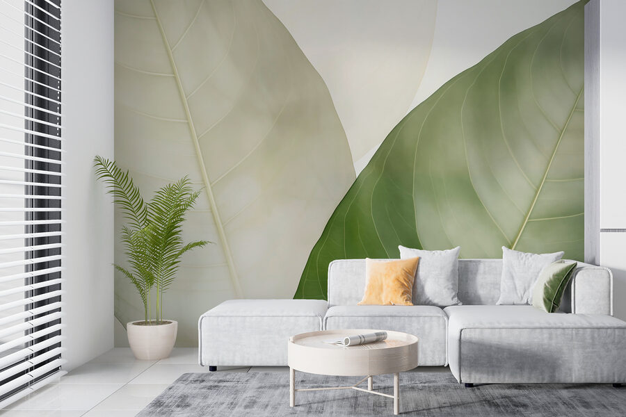 Papel de parede Folhas elegantes em tons suaves.